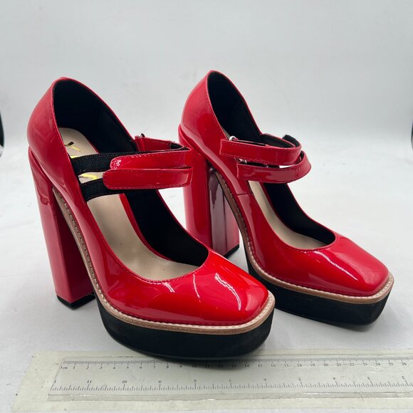 YDN Red Patent Leather Block Heels - Picture 4 of 13